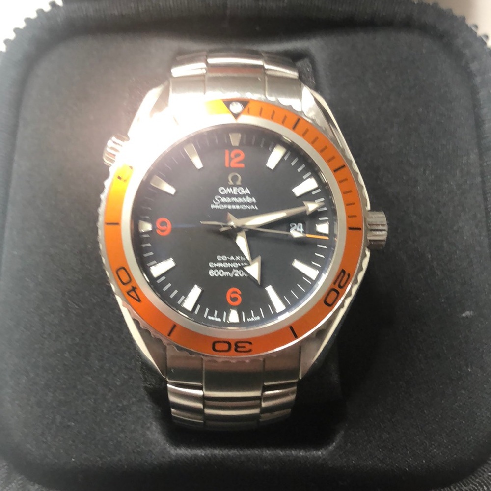 OMEGA Planet Ocean Men's Black Watch Orange Bezel
